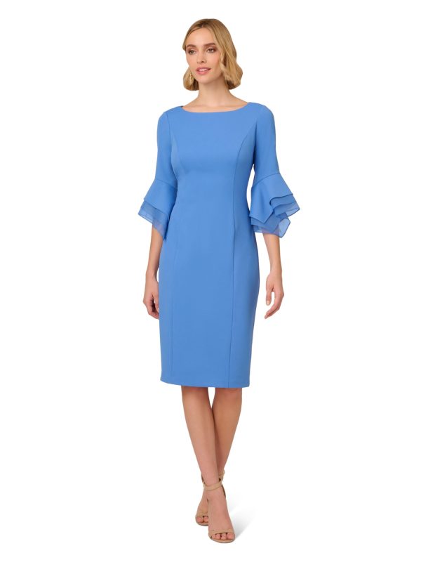 Women's Knit Crepe Tiered Sleeve Dress