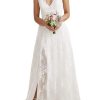 Beach Wedding Dresses for Bride 2025 Long Sleeve Lace Boho Bridal Gowns for Women WDW001