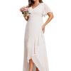 Women's V Neck Short Sleeves A-Line Plus Size Wedding Guest Mother of The Bride Dresses for Wedding 01749-DA