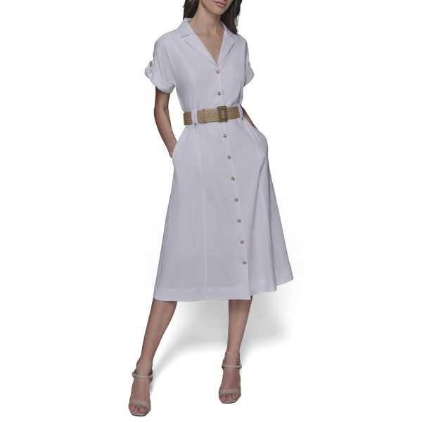 61b8aWii4gL.jpg Women's Light Collared Short Sleeve Midi Dress
