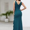 Formal Evening Dresses for Women Elegant Evening Party Prom Dress Long Sexy V Neck Sleeveless Split Wrap
