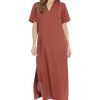 Women's Linen Maxi, Collared V-Neck and Slits | Versatile Summer and Casual Dresses