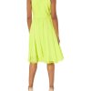 Women's Alicia Plunging Mix Media Sleeveless Fit and Flare Midi Dress