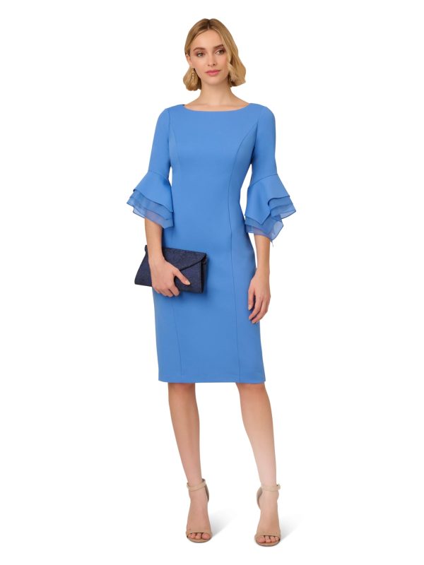 Women's Knit Crepe Tiered Sleeve Dress