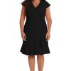 Women's Dresses Feminine Ageless Surplice V-Neck Faux Wrap Ruffle Dress Office Event Shower Guest of