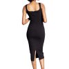 Women's Sloane Rounded V Neck Bodycon Midi Dress
