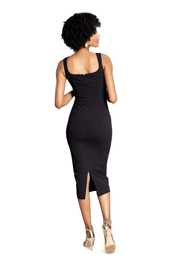 Women's Sloane Rounded V Neck Bodycon Midi Dress