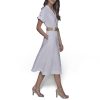 Women's Light Collared Short Sleeve Midi Dress
