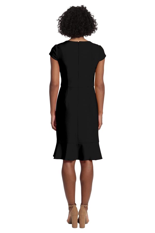 Women's Dresses Feminine Ageless Surplice V-Neck Faux Wrap Ruffle Dress Office Event Shower Guest of