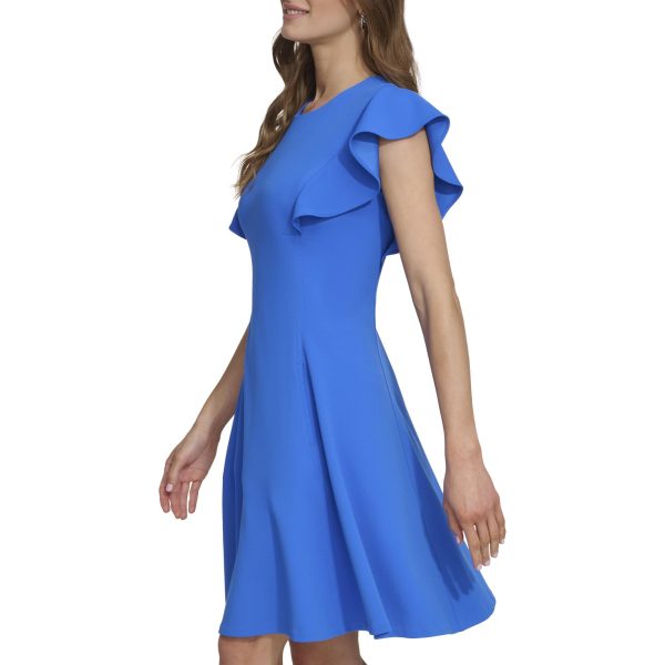 61lBp2CZgZL.jpg Women's Flutter Sleeve Scuba Crepe Jewel Neck Dress