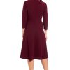 Women's Crepe Fit and Flare Midi with Waist Button Detail