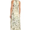 Women's Ruched Waist Halter Neck A-line Maxi-Ankle Length Special Occasion-Formal Evening Dress