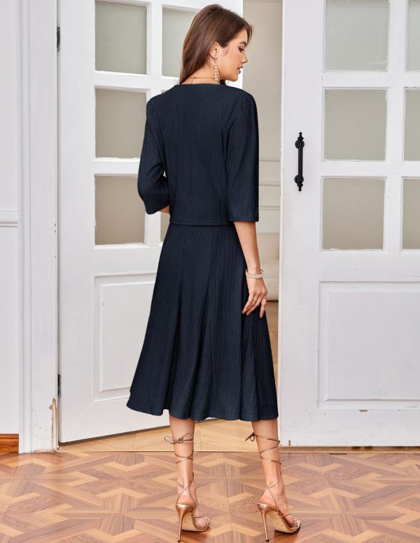 2025 Mother of The Bride Dress with Jacket Women Stretchy Lace 2 Piece Wedding Guest Dresses