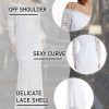 Women's Floral Lace Long Sleeve Off Shoulder Wedding Mermaid Dress