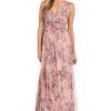 Crinkle Pleated Maxi Dress W/Ruffle Cascade Side