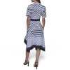 Women's Patterned Short Sleeves Belted Midi Dress