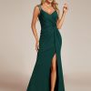 Women's V Neck Bodycon Sleeveless Split Maxi Evening Dresses 01888