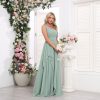 Women's One Shoulder Bridesmaid Dresses Long Ruched Chiffon A Line Formal Party Dress with Pockets