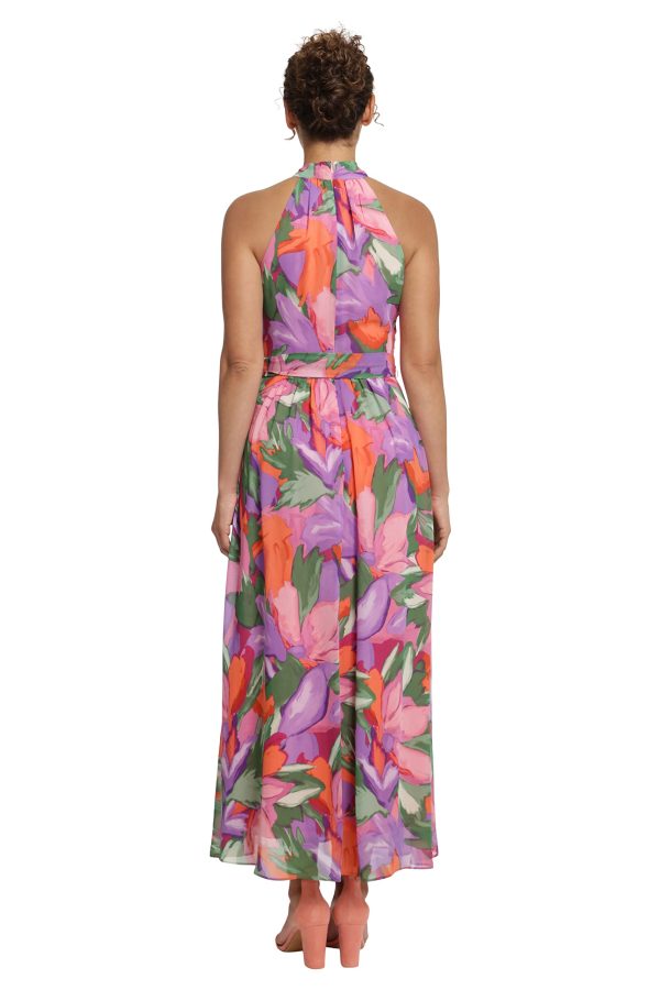 London Times Women's Twist Neck Halter Maxi Dress