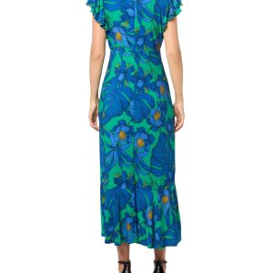 Women's Flutter Sleeves Jersey Midi Dress