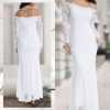 Women's Floral Lace Long Sleeve Off Shoulder Wedding Mermaid Dress