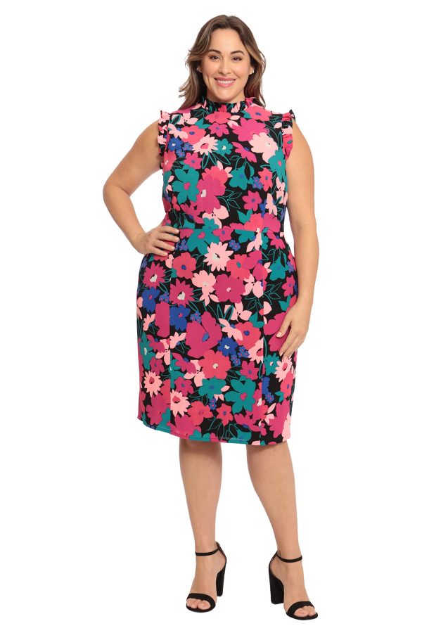 719W5c1TmL.jpg Women's Ruffle Neck and Armhole Sheath Dress