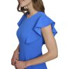 Women's Flutter Sleeve Scuba Crepe Jewel Neck Dress