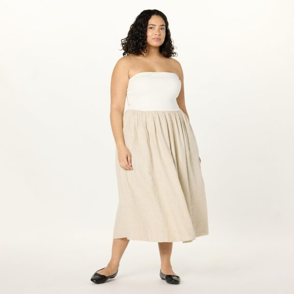 Women's Hellen Strapless Mixed Media Maxi Dress