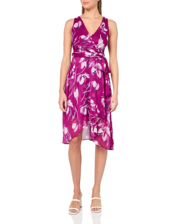 womens Double Ruffle Sleeve Fit and Flare Dress