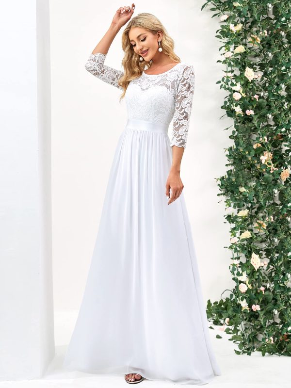 Women's Bridesmaid Dresses 3/4 Sleeve Empire Waist Maxi Mother of The Bride Dresses 07412
