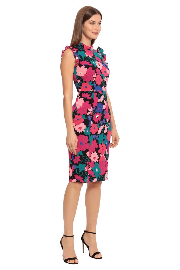 71HE6ryYSfL.jpg Women's Ruffle Neck and Armhole Sheath Dress