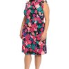 Women's Ruffle Neck and Armhole Sheath Dress