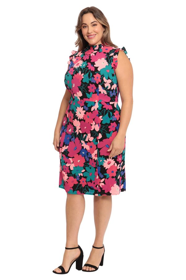 71J336tnCaL.jpg Women's Ruffle Neck and Armhole Sheath Dress