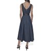 Women's Belted V Neck Sleeveless Maxi Dress