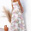 Womens Strapless Dresses Casual Summer High Waist Side Split Flowy Boho Maxi Dress