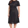 Women's A-line Short Sleeve Floral Laser Cut Knee Length Dress