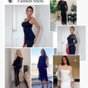 Mesh Shapewear Dress Corset Date Night Dresses for Women Two Piece Club Outfits with Slit