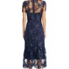 Floral Embroidered Midi Women, High Neck Summer Cocktail & Wedding Guest Dress