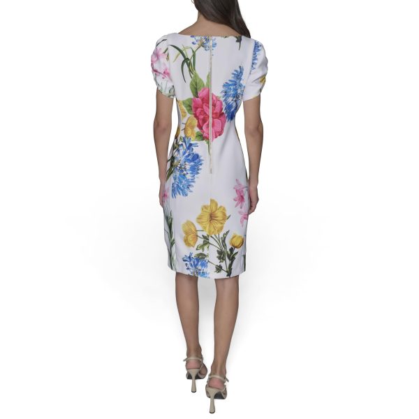 71SwSeUUvmL.jpg Women's Short Ruched Sleeve Jewel Neck Sheath Mini Dress