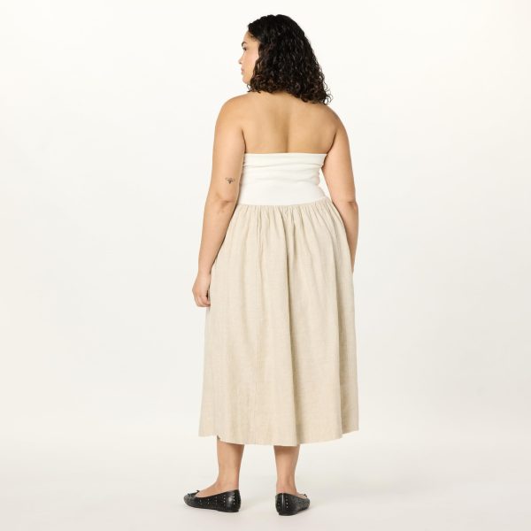 Women's Hellen Strapless Mixed Media Maxi Dress