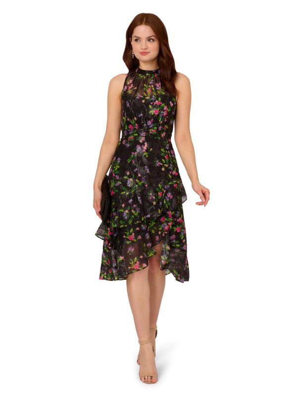 Women's Printed Halter Midi Dress