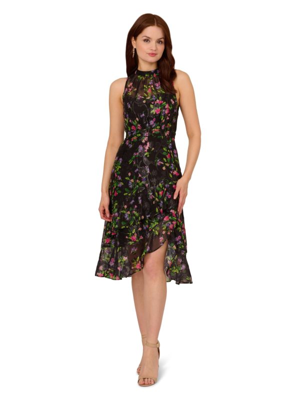 Women's Printed Halter Midi Dress