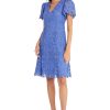V-Neck Short Sleeve Floral Knee Length Wedding Guest Dresses for Women