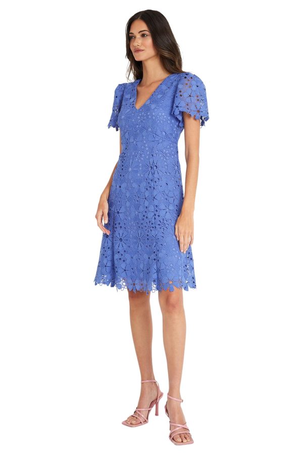 71WOU7hy0ML.jpg V-Neck Short Sleeve Floral Knee Length Wedding Guest Dresses for Women