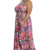 London Times Women's Twist Neck Halter Maxi Dress