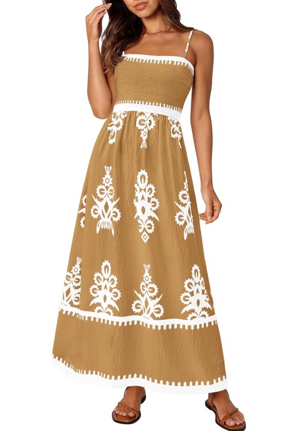 71WnJUUZq6L.jpg Summer Dress for Women 2025 Floral Sundress Spaghetti Strap Flowy Beach Vacation Boho Maxi Dresses