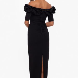 Women's Long Off The Shoulder Scuba Crepe Dress (Reg and Petite)