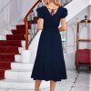 Women's V Neck Ruffle Sleeve Summer Dress 2025 Split Flowy Tiered Midi Dress Wedding Guest Cocktail Dresses