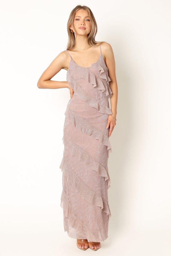 71Z7P5H6tPL.jpg Women's Ciao Ruffles Maxi Dress