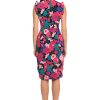 Women's Ruffle Neck and Armhole Sheath Dress